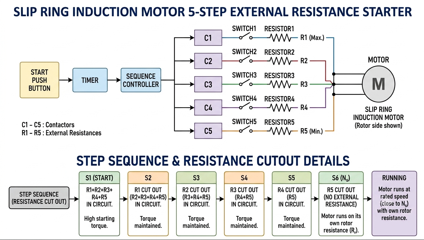 Grid Resistance Rotor Starter Mechanism Illustration